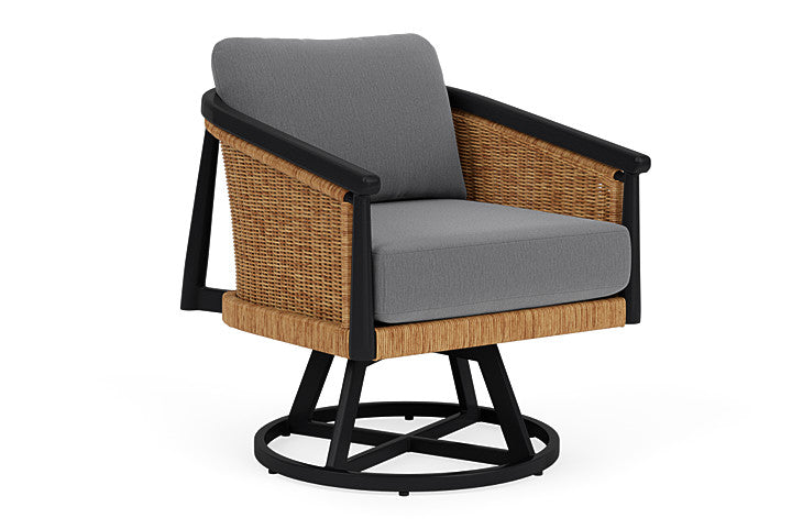Lloyd Flanders - Galloway Swivel Lounge Chair In Tortoiseshell Finish With Remy Graphite Fabric - 2390801112003 view 1