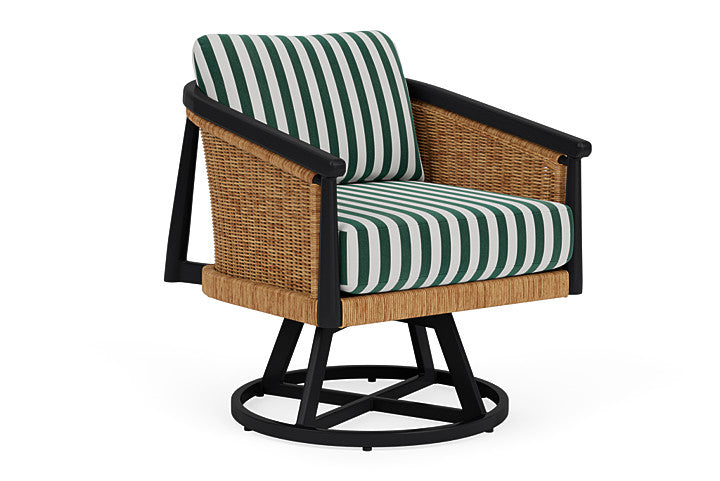 Lloyd Flanders - Galloway Swivel Lounge Chair In Tortoiseshell Finish With Safari/White Stripe Fabric - 239080111269 view 1