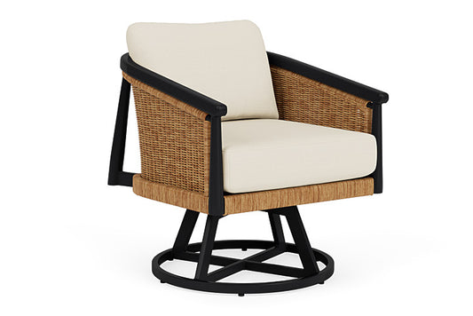 Lloyd Flanders - Galloway Swivel Lounge Chair In Tortoiseshell Finish With Sailcloth Sailor Fabric - 239080111434 view 1