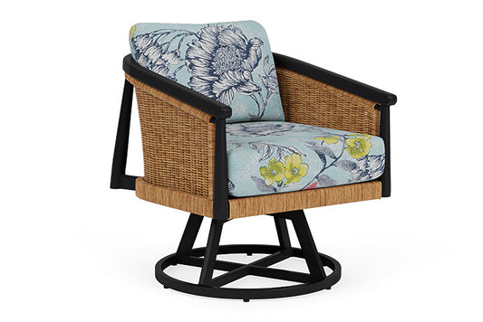 Lloyd Flanders - Galloway Swivel Lounge Chair In Tortoiseshell Finish With Serena Floral Meadow Fabric - 2390801112079 view 1