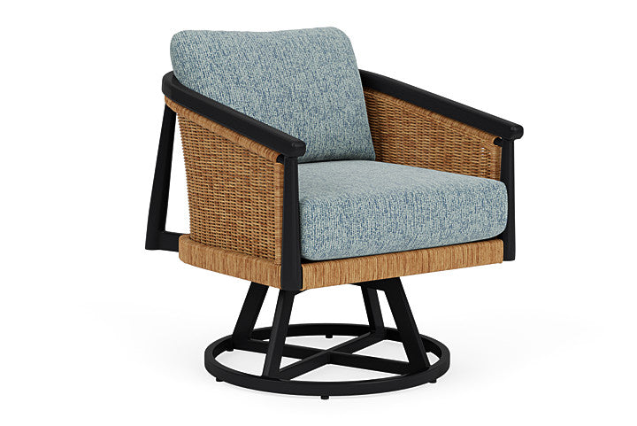 Lloyd Flanders - Galloway Swivel Lounge Chair In Tortoiseshell Finish With Serene Ocean Fabric - 2390801112032 view 1
