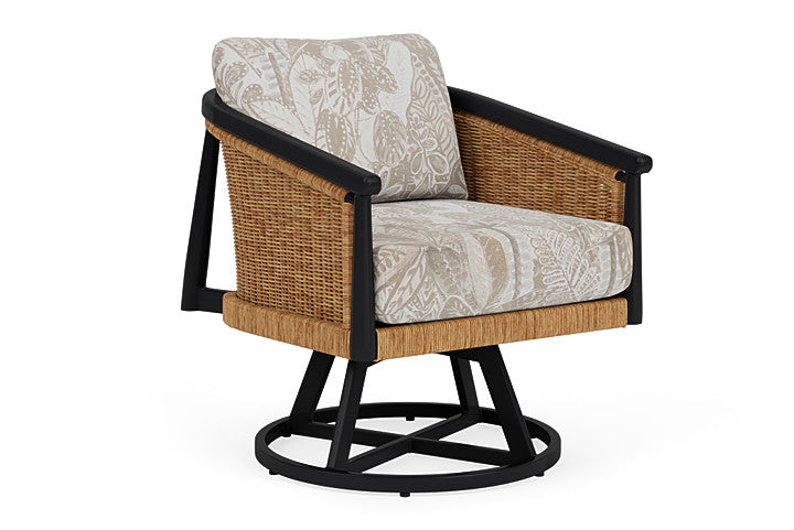 Lloyd Flanders - Galloway Swivel Lounge Chair In Tortoiseshell Finish With Wayfarer Dune Fabric - 2390801112073 view 1