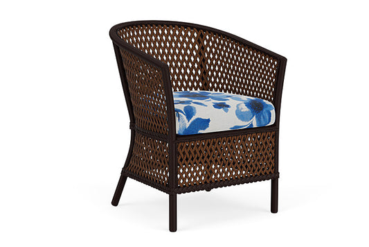 Lloyd Flanders - Grand Traverse Barrel Dining Chair In Caramel Finish With Watercolor Blossom Capri Fabric - 71313036672 view 1