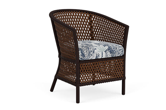 Lloyd Flanders - Grand Traverse Barrel Dining Chair In Caramel Finish With Wayfarer Mist Fabric - 713130362074 view 1