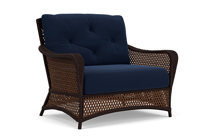 Lloyd Flanders - Grand Traverse Chair & A Half In Caramel Finish With Decorline Navy Fabric - 713150362019 view 1
