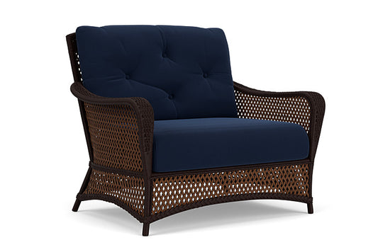 Lloyd Flanders - Grand Traverse Chair & A Half In Caramel Finish With Decorline Navy Fabric - 713150362019 view 1
