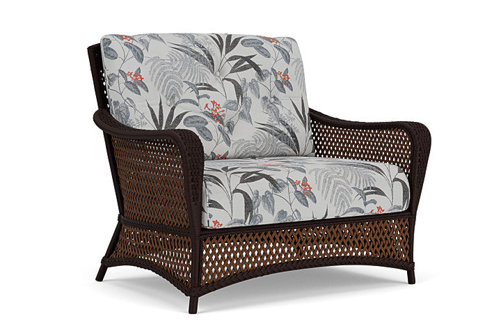 Lloyd Flanders - Grand Traverse Chair & A Half In Caramel Finish With Delicate Botanical Slate Fabric - 713150362076 view 1