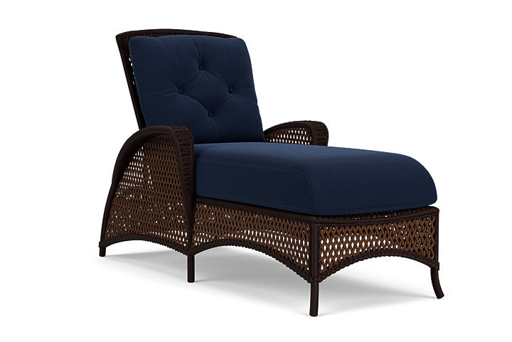 Lloyd Flanders - Grand Traverse Chaise In Caramel Finish With Decorline Navy Fabric - 713250362019 view 1