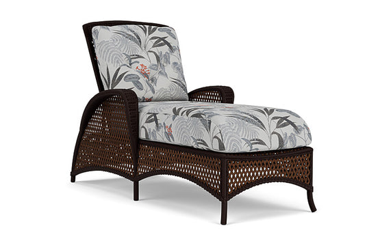 Lloyd Flanders - Grand Traverse Chaise In Caramel Finish With Delicate Botanical Slate Fabric - 713250362076 view 1