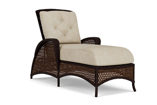 Lloyd Flanders - Grand Traverse Chaise In Caramel Finish With Laurel Ecru Fabric - 713250362057 view 1