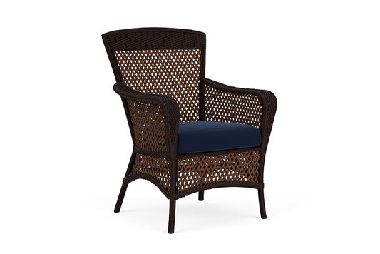 Lloyd Flanders - Grand Traverse Dining Armchair In Caramel Finish With Decorline Navy Fabric - 713010362019 view 1