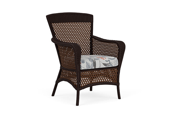 Lloyd Flanders - Grand Traverse Dining Armchair In Caramel Finish With Delicate Botanical Slate Fabric - 713010362076 view 1