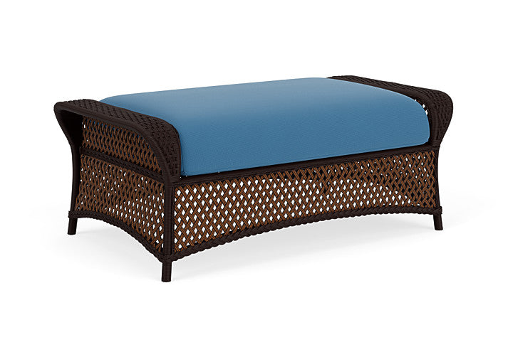 Lloyd Flanders - Grand Traverse Large Ottoman In Caramel Finish With Bamboo Bay Sky Fabric - 713270362007 view 2