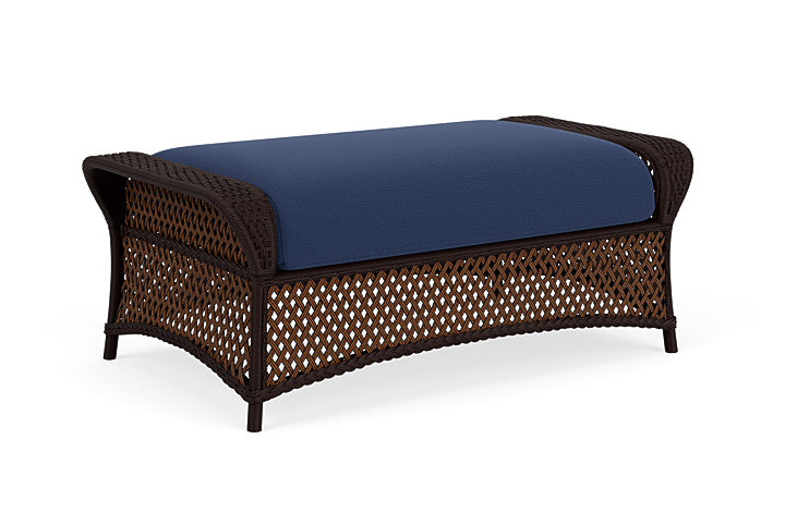 Lloyd Flanders - Grand Traverse Large Ottoman In Caramel Finish With Beach Navy Fabric - 713270362013 view 1