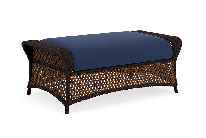 Lloyd Flanders - Grand Traverse Large Ottoman In Caramel Finish With Beach Navy Fabric - 713270362013 view 2