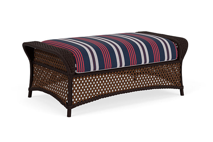 Lloyd Flanders - Grand Traverse Large Ottoman In Caramel Finish With Berkely Hall Navy Fabric - 713270362063 view 1