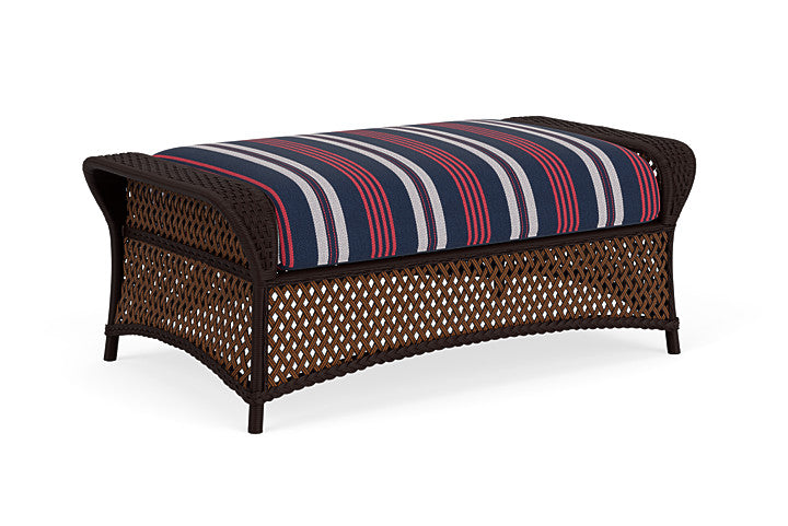 Lloyd Flanders - Grand Traverse Large Ottoman In Caramel Finish With Berkely Hall Navy Fabric - 713270362063 view 2