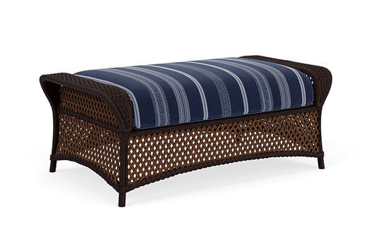 Lloyd Flanders - Grand Traverse Large Ottoman In Caramel Finish With Consider Indigo Fabric - 713270361969 view 1