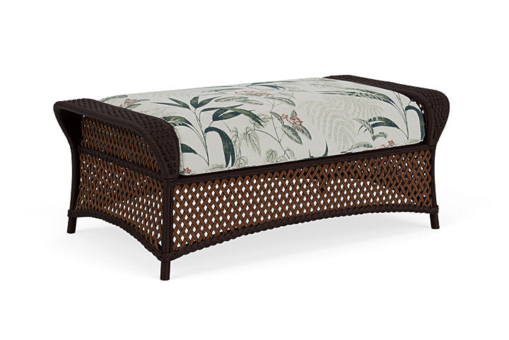 Lloyd Flanders - Grand Traverse Large Ottoman In Caramel Finish With Delicate Botanical Sage Fabric - 713270362075 view 1