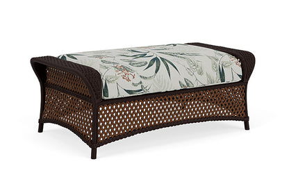 Lloyd Flanders - Grand Traverse Large Ottoman In Caramel Finish With Delicate Botanical Sage Fabric - 713270362075 view 2