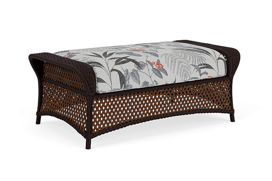 Lloyd Flanders - Grand Traverse Large Ottoman In Caramel Finish With Delicate Botanical Slate Fabric - 713270362076 view 1