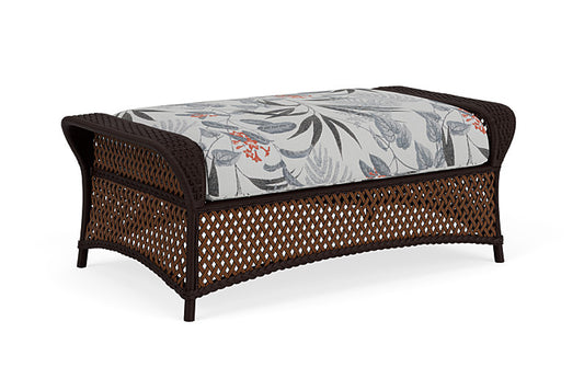 Lloyd Flanders - Grand Traverse Large Ottoman In Caramel Finish With Delicate Botanical Slate Fabric - 713270362076 view 2