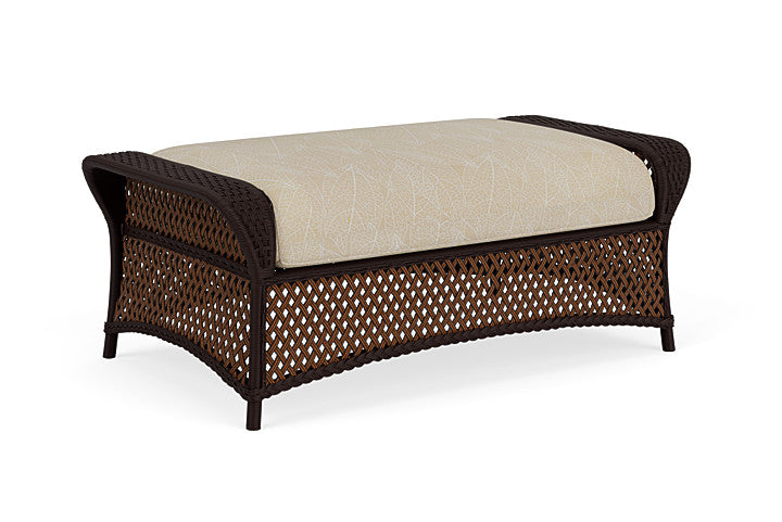 Lloyd Flanders - Grand Traverse Large Ottoman In Caramel Finish With Laurel Ecru Fabric - 713270362057 view 2