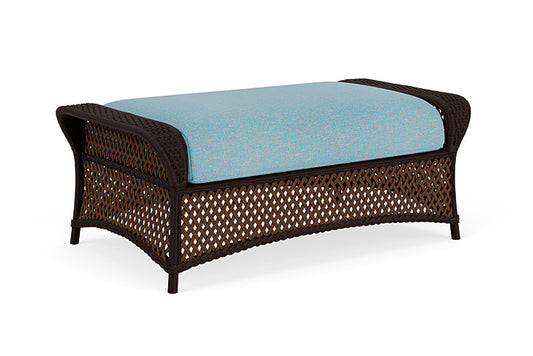 Lloyd Flanders - Grand Traverse Large Ottoman In Caramel Finish With Leeds Light Blue Fabric - 713270362058 view 1