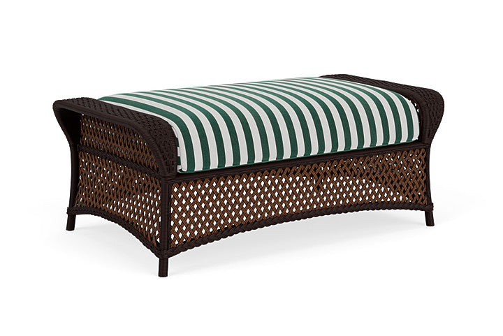 Lloyd Flanders - Grand Traverse Large Ottoman In Caramel Finish With Safari/White Stripe Fabric - 71327036269 view 1