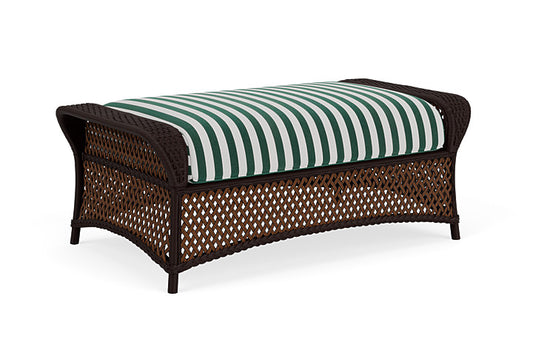 Lloyd Flanders - Grand Traverse Large Ottoman In Caramel Finish With Safari/White Stripe Fabric - 71327036269 view 1