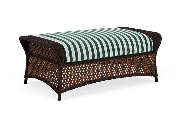 Lloyd Flanders - Grand Traverse Large Ottoman In Caramel Finish With Safari/White Stripe Fabric - 71327036269 view 2
