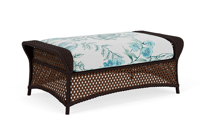 Lloyd Flanders - Grand Traverse Large Ottoman In Caramel Finish With Serena Floral Mist Fabric - 713270362078 view 1