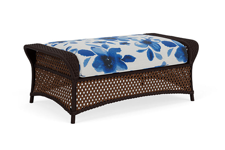 Lloyd Flanders - Grand Traverse Large Ottoman In Caramel Finish With Watercolor Blossom Capri Fabric - 71327036672 view 1