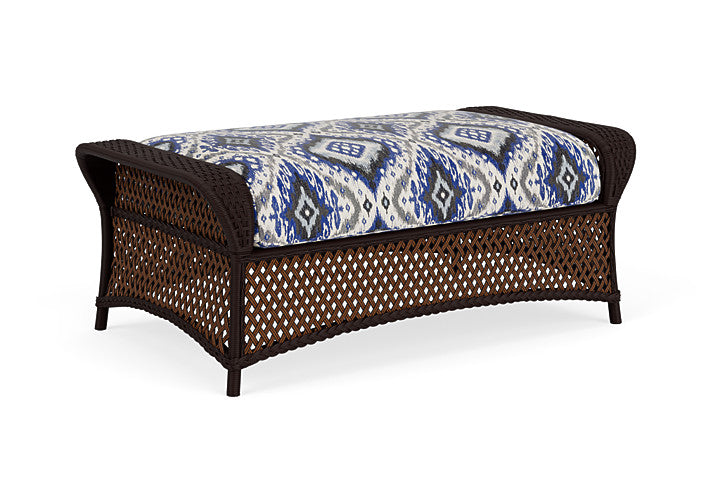 Lloyd Flanders - Grand Traverse Large Ottoman In Caramel Finish With Yoko Mediterranean Fabric - 71327036705 view 1