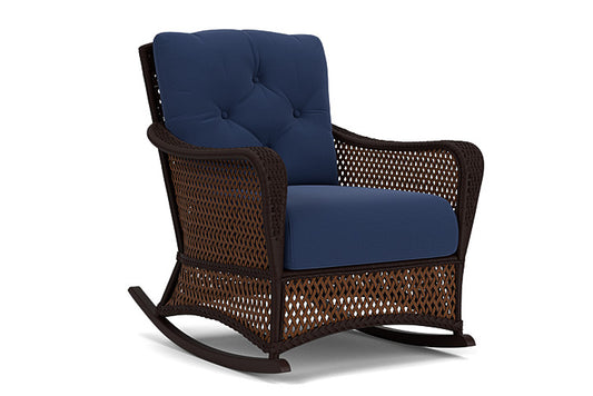 Lloyd Flanders - Grand Traverse Lounge Rocker In Caramel Finish With Beach Navy Fabric - 713330362013 view 1