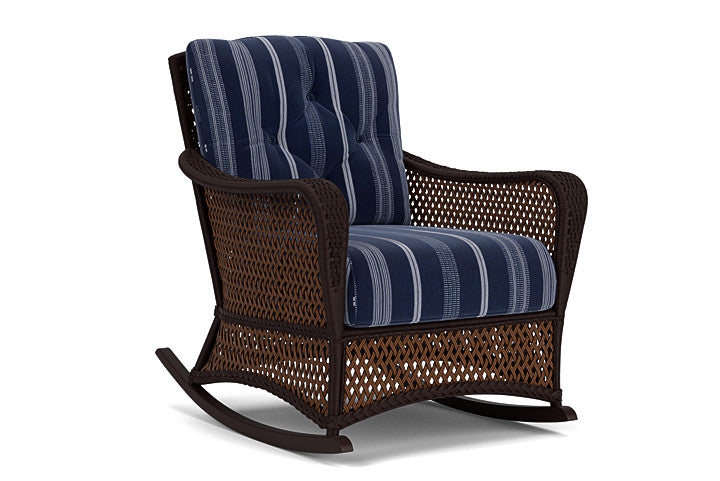 Lloyd Flanders - Grand Traverse Lounge Rocker In Caramel Finish With Consider Indigo Fabric - 713330361969 view 1