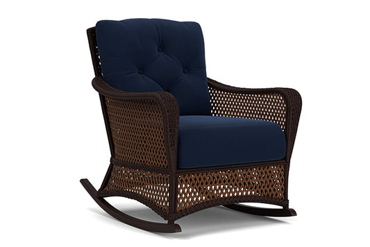 Lloyd Flanders - Grand Traverse Lounge Rocker In Caramel Finish With Decorline Navy Fabric - 713330362019 view 1