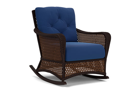 Lloyd Flanders - Grand Traverse Lounge Rocker In Caramel Finish With Flagship Lapis Fabric - 713330361813 view 1