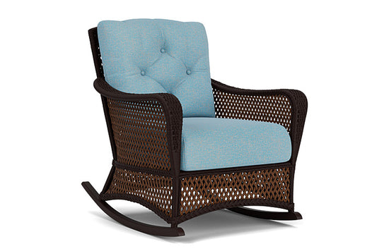 Lloyd Flanders - Grand Traverse Lounge Rocker In Caramel Finish With Leeds Light Blue Fabric - 713330362058 view 1