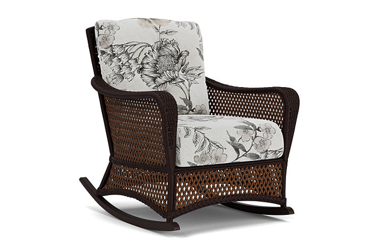 Lloyd Flanders - Grand Traverse Lounge Rocker In Caramel Finish With Serena Floral Dove Fabric - 713330362077 view 1