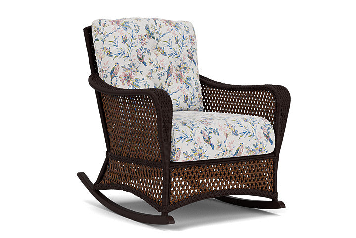 Lloyd Flanders - Grand Traverse Lounge Rocker In Caramel Finish With Whimsical Bird Song Fabric - 713330362080 view 1