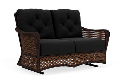 Lloyd Flanders - Grand Traverse Loveseat Glider In Caramel Finish With Canvas Black Fabric - 71347036157 view 1
