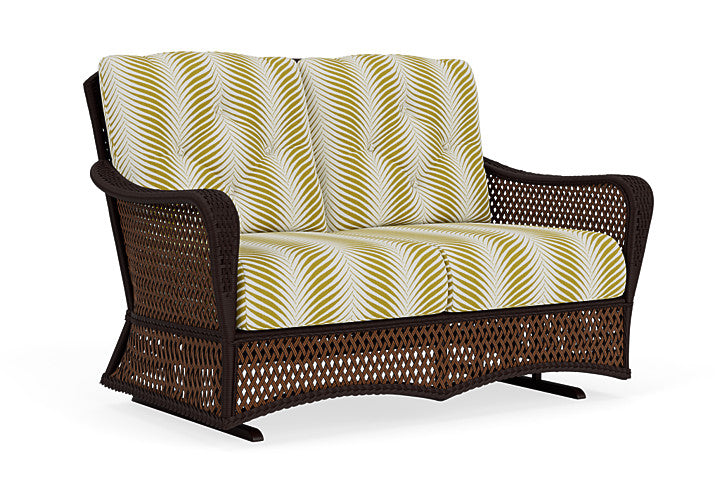 Lloyd Flanders - Grand Traverse Loveseat Glider In Caramel Finish With Clock Out Dew Fabric - 713470362083 view 1