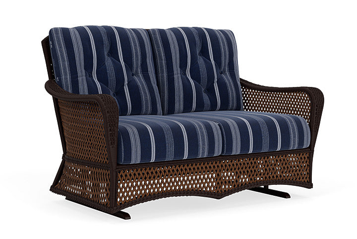 Lloyd Flanders - Grand Traverse Loveseat Glider In Caramel Finish With Consider Indigo Fabric - 713470361969 view 1