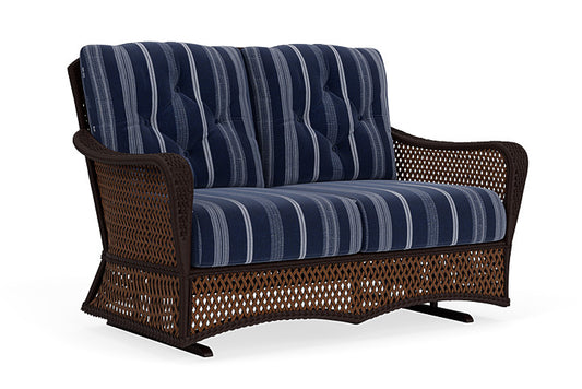 Lloyd Flanders - Grand Traverse Loveseat Glider In Caramel Finish With Consider Indigo Fabric - 713470361969 view 1