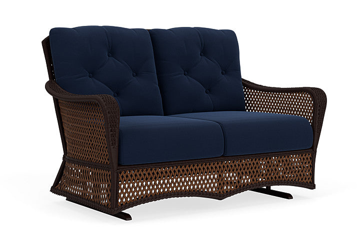 Lloyd Flanders - Grand Traverse Loveseat Glider In Caramel Finish With Decorline Navy Fabric - 713470362019 view 1