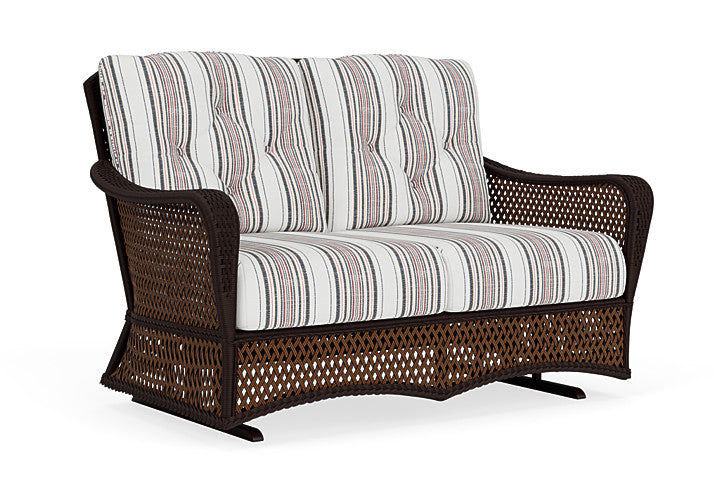 Lloyd Flanders - Grand Traverse Loveseat Glider In Caramel Finish With Deering Cadet Fabric - 713470362047 view 1