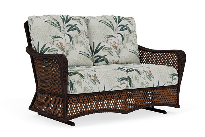 Lloyd Flanders - Grand Traverse Loveseat Glider In Caramel Finish With Delicate Botanical Sage Fabric - 713470362075 view 1