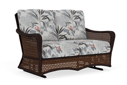 Lloyd Flanders - Grand Traverse Loveseat Glider In Caramel Finish With Delicate Botanical Slate Fabric - 713470362076 view 1