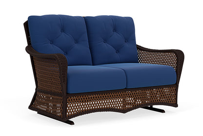 Lloyd Flanders - Grand Traverse Loveseat Glider In Caramel Finish With Flagship Lapis Fabric - 713470361813 view 1